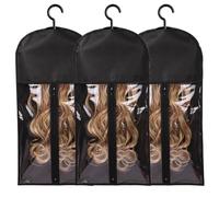Sujurio 3 Pièces Support D'Extension de Cheveux Stockage de Perruque pour Plusieurs de Perruque de Support de Perruques avec Cintre Stockage D'Extension de Cheveux Noir