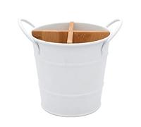 Sujurio Couverts de Cuisine Organisateur Support de Couteau Support de Rangement CuillèRe SéParéE Fourchette Ustensiles de Cuisine Outil de Cuisine Seau Blanc