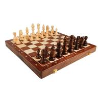 Sujurio Jeu d'échecs pliable en bois de qualité supérieure, grand échiquier traditionnel classique fait à la main, pièces en bois massif de noyer, cadeau pour enfants