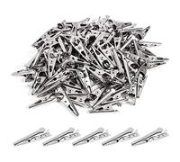 Sujurio Lot de 100 mini pinces crocodiles en métal plaqué argent de 27 mm.