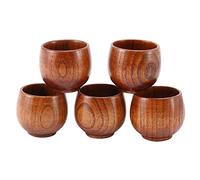 Sujurio Lot de 5 petites tasses en bois vert avec tasse à vin en bois naturel