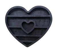 Sujurio Lune Elfe Cristal éTagèRe en Bois en Forme de Coeur Cristal Essentielle Affichage éTagèRe Murale Salon Maison PréSentoir A