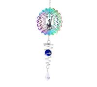 Sujurio Sculpture de Fileur de Vent de Couleur Dégradé Cinétique Féerique Carillons Éoliens 3D Attrape-Soleil Boule de Contemplation Stabilisateur de Queue en Spirale