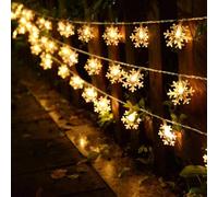 sukaudiz Guirlande Lumineuse, 6M - 40 Lumières LED, IP65 Étanche, 8 Modes, Guirlande Lumineuse Flocon de Neige, Adaptée aux Décorations de Noël, Fêtes et Mariages