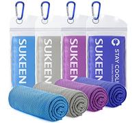 Sukeen 4 pcs Serviettes de Refroidissement (101.6 x 30.5cm) Serviette Rafraîchissante Glace Serviette de Sports en Microfibre Grande Taille en Bleu Rose Grise pour Les Filles/Garçons