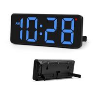 Sukeen Horloge murale numérique - Horloge murale numérique avec grands chiffres - Contrôle automatique de la lumière - 12/24H - Horloge murale sans bruit de tic-tac avec salon, chambre à coucher