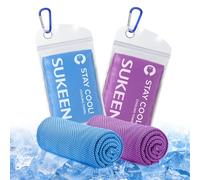 Sukeen Lot de 2 serviettes de sport rafraîchissantes pour homme et femme, 101,6 x 30,5 cm, serviettes glacées à séchage rapide pour voyage, camping, sueur, yoga, sport, travail en plein air
