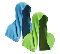 Sukeen Lot de 2 Serviettes rafraîchissantes à Capuche pour Le Cou et Le Visage, séchage Rapide, absorbantes, rafraîchissantes, en Microfibre, pour la Plage, Le Camping, la Construction, Bleu/Vert
