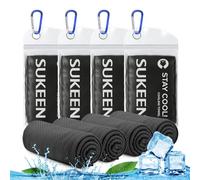 Sukeen Lot de 4 serviettes rafraîchissantes (101,6 x 30,5 cm) pour homme et femme - Serviette de glace en microfibre pour salle de sport, fitness, golf, sport, yoga, transpiration