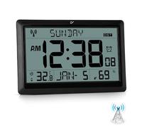 Sukeen Radio-réveil mural, Horloge murale numérique LCD 10,6" à piles, Horloge de table radio-réveil numérique avec température, humidité, réveil, pour la maison, la cuisine, le bureau, l'école banque