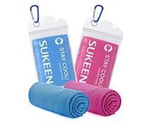 Sukeen Serviette de Refroidissement, 100x30cm Lot de 2 Serviettes Rafraîchissantes pour Le Cou, Serviette Sport Microfibre, Cooling Towel pour Entraînement, Fitness, Sports, Voyages, Yoga, Golf