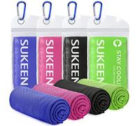 Sukeen Serviette de Refroidissement, 100x30cm Lot de 4 Serviettes Rafraîchissantes pour Le Cou, Serviette Sport Microfibre, Cooling Towel pour Entraînement, Fitness, Sports, Voyages, Yoga, Golf
