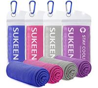 Sukeen Serviette de Refroidissement, 100x30cm Lot de 4 Serviettes Rafraîchissantes pour Le Cou, Serviette Sport Microfibre, Cooling Towel pour Entraînement, Fitness, Sports, Voyages, Yoga, Golf