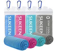 Sukeen Serviette de Refroidissement, 100x30cm Lot de 4 Serviettes Rafraîchissantes pour Le Cou, Serviette Sport Microfibre, Cooling Towel pour Entraînement, Fitness, Sports, Voyages, Yoga, Golf