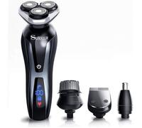 SUKER Rasoir électrique rechargeable 3D pour hommes Rasoir rotatif étanche 3 en 1 Tondeuses à cheveux sans fil Nez Rasoir pour cheve