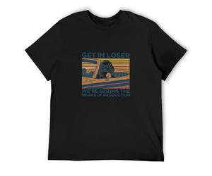 SukGarden Karl Marx Get in Loser We’Re Seizing The Means of Production Vintage Men T-Shirt Top T-Shirt Short Sleeve Black 3XL