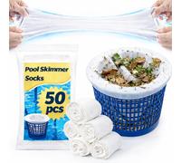 Sukh Lot de 50 chaussettes d'écumoire de piscine Filte - Filtres pour écumoire - Nettoie les débris, capture les poils et autres particules dans le sol, hors sol