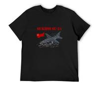 Sukhoi Su-24 Air Fighter Aircraft Jet Flugzeug Blueprint USSR Russia Mens Cotton Tshirt Size M
