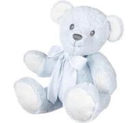 Suki Baby Hug-A-Boo Super Soft Plush Bear With Striped Cotton Bow (Medium, Blue) G
