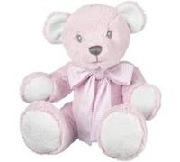 Suki Baby Hug-A-Boo Super Soft Plush Bear With Striped Cotton Bow (Medium, Pink) G