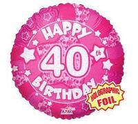 Suki Gifts S9019431 Ballon holographique pour 40e anniversaire Rose