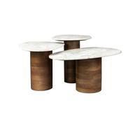 SUKI - Set de 3 tables bois et marbre Marron