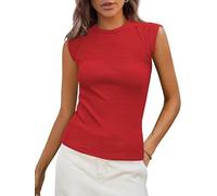Sukiglam Debardeur Femme sans Manches Classics col Rond Haut Chic et Élégant Slim Fit Tank Top Ete Extensible Tee Shirt Côtelé Casual Couleur Pure Chemise Blouse Ajustés Blouse Tops Tricoté