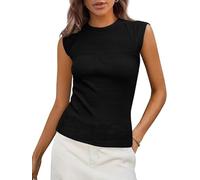 Sukiglam Debardeur Femme sans Manches Classics col Rond Haut Chic et Élégant Slim Fit Tank Top Ete Extensible Tee Shirt Côtelé Casual Couleur Pure Chemise Blouse Ajustés Blouse Tops Tricoté