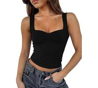 Sukiglam Débardeur Femme Sexy Crop Top Encolure en Cœur Haut Chic et Elegant Été y2K Tank Tops sans Manches Slim Fit Chemisie Basiques Moulantes Casual Dos Nu Cami Shirt Streewear