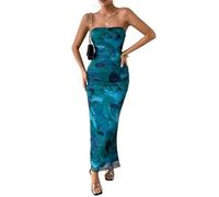 Sukiglam Robe Femme Sexy sans Bretelles Imprimé Tie Dye Robes Longue Tube sans Manches Elégant Robe Moulante D'éte Dos Nu Maxi Robes Fendue Casual Bodycon Prom Dress de Soirée Cocktail Clubbing Fête