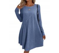 Sukiglam Robe Pull Femme Automne Hiver Elegant Robes à Manches Longues Col Rond Ample Robe Casual Courte Coupe Trapèze Base Tunique Décontractée Chic Robes Mini Ligne A pour Quotidien Bureau Soirée