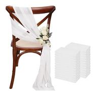 SUKORI Ceintures de Chaise en Mousseline de Soie, 24 pièces, 12 Ensembles, 17x275cm, Vert Sauge, couvertures de Chaise de Mariage, Ruban, décor de Chaise d'allée pour fête de Mariage