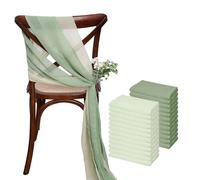 SUKORI Ceintures de Chaise en Mousseline de Soie, 24 pièces, 12 Ensembles, 17x275cm, Vert Sauge, couvertures de Chaise de Mariage, Ruban, décor de Chaise d'allée pour fête de Mariage