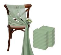 SUKORI Ceintures de Chaise en Mousseline de Soie, 24 pièces, 12 Ensembles, 17x275cm, Vert Sauge, couvertures de Chaise de Mariage, Ruban, décor de Chaise d'allée pour fête de Mariage