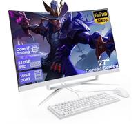 SUKOTOP 27 Pouces Ordinateur Tout-en-Un écran FHD courbé Ordinateur de Bureau Tout-en-Un Core i7 16GB DDR 512GB ROM SSD Bluetooth5.3 WiFi à Double Bande avec Souris et Clavier câblé
