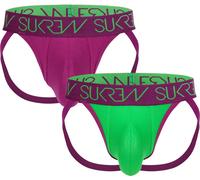SUKREW - Sous-vêtement String Hommes - Jockstrap Multipack 1x Deep Purple + 1x Verdant Green - Taille S