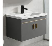 SukrHdoe Meuble de Salle de Bain Mural avec Vasque en céramique, Meuble Suspendu Moderne avec Ensemble lavabo pour Salle de Bain, Ensemble combiné de lavabo à Grande capacité (60 * 40cm)