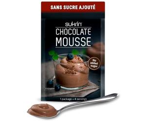 SUKRIN Mousse au Chocolat en poudre, sans gluten, faible en glucides, préparation pour pudding instantané, pour un chocolat dessert, sans sucre ajouté, sans colorants artificiels, 1 sachet de 85 g