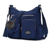 SUKRY Sac à bandoulière en nylon pour femme avec poche anti-vol RFID, sac à bandoulière étanche pour voyage et sac à main, noir foncé