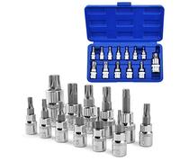 Sukudon 13 Pcs Torx Bit Socket Set T8-T70 S2 Acier Clés à Douille Hexagonal Torx Socket Shank Tool Tournevis Bit Set