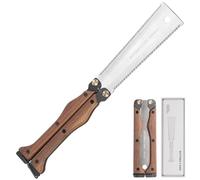 Sukudon Scie japonaise professionnelle, scie à bois avec manche en noyer, acier au carbone SK85 de 300 mm, réalisée avec scie japonaise à double face pliante, scie à onglets