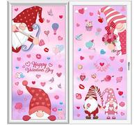 sulanmo 130PCS Autocollant Fenetre Saint Valentin, Autocollants Stickers de Fenêtre Animé Electrostatiques Coeur Rouge pour Deco Romantique St Valentin (9 Feuilles)