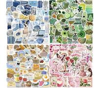 sulanmo 233 Autocollants Scrapbooking Aesthetic Bleu Vert Rose Jaune, Stickers Imperméable Vinyle Coloré Vintage Pour Valise, Ordinateur, Voyage, Scrapbooking, Skateboard, Guitare