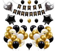 sulanmo 51PCS Décoration Nouvel An 2026, Deco Fête Nouvelle Année avec Bonne Année Bannière, Ballons Géants Or Noir et Blanc, Accessoires pour Photobooth Nouvel An