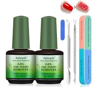 Sularpek 2 PCS 15 ml Dissolvant Vernis Semi Permanent, 3-5 Minutes Remover Vernis Semi Permanent Professionnel avec Limes à Ongles et Grattoir à Cuticules, Retrait Rapide Sans Endommager les Ongles