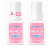 Sularpek 2 Pcs Colle Faux Ongles Extra Forte 8ml avec Brosse Professionnelle - Nail Glue pour Réparer et Allonger Les Ongles