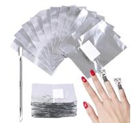 Sularpek 200 Pcs Papillotes en Aluminium Vernis à Ongles Enlever, Feuille d'aluminium Dissolvant, Papillotes Ongles d'aluminium pour Retirer Vernis à Ongles avec 1 Pièce pour Poussoir à Cuticules