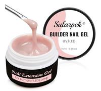 sularpek Gel Construction Ongle UV, 15 ML Builder Gel, Base Gel UV Ongles, Gel de Construction Ongle pour Renforcement, Extension et Nail Art Manucure DIY(Milky Rose)