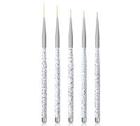 Sularpek Pinceaux en Détail à Ongles, 5 Pièces Pinceaux Pour Nail Art, 8/9/10/15/21mm Pinceau Ongle Gel, Brosses de Ongle Art pour DIY Nails Art Gel Dessiner des Détails (Blanc)