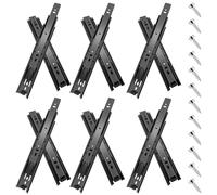 Sulawskys 6 paires glissières de tiroir 25 cm (12 pièces),glissiere pour tiroir, montage latéral,extension complète,coulisse tiroir avec roulements à billes, capacité de 45 kg, noir